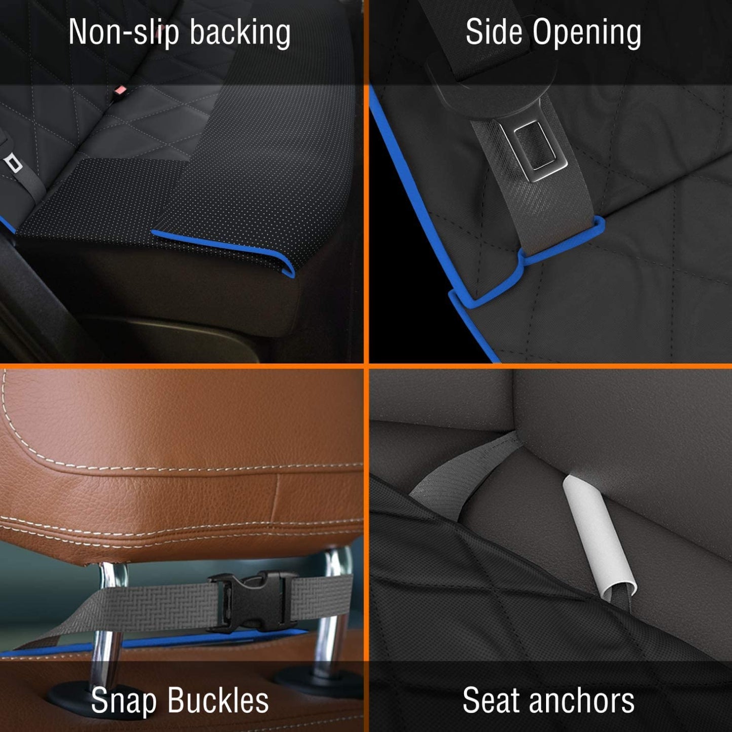 Blue XL Car Rear Seat Cover for Dogs, Durable Waterproof & Scratch Resistant Vehicle Backseat Protector, Extra Large Nonslip Dog Accessory & Pet Protection for Back Seats, Machine Washable