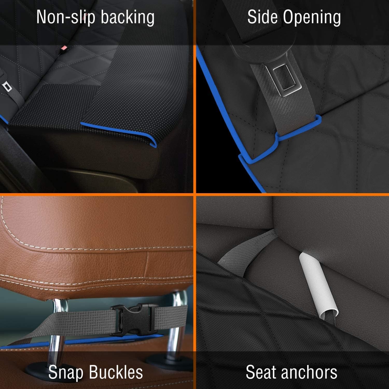 Blue XL Car Rear Seat Cover for Dogs, Durable Waterproof & Scratch Resistant Vehicle Backseat Protector, Extra Large Nonslip Dog Accessory & Pet Protection for Back Seats, Machine Washable