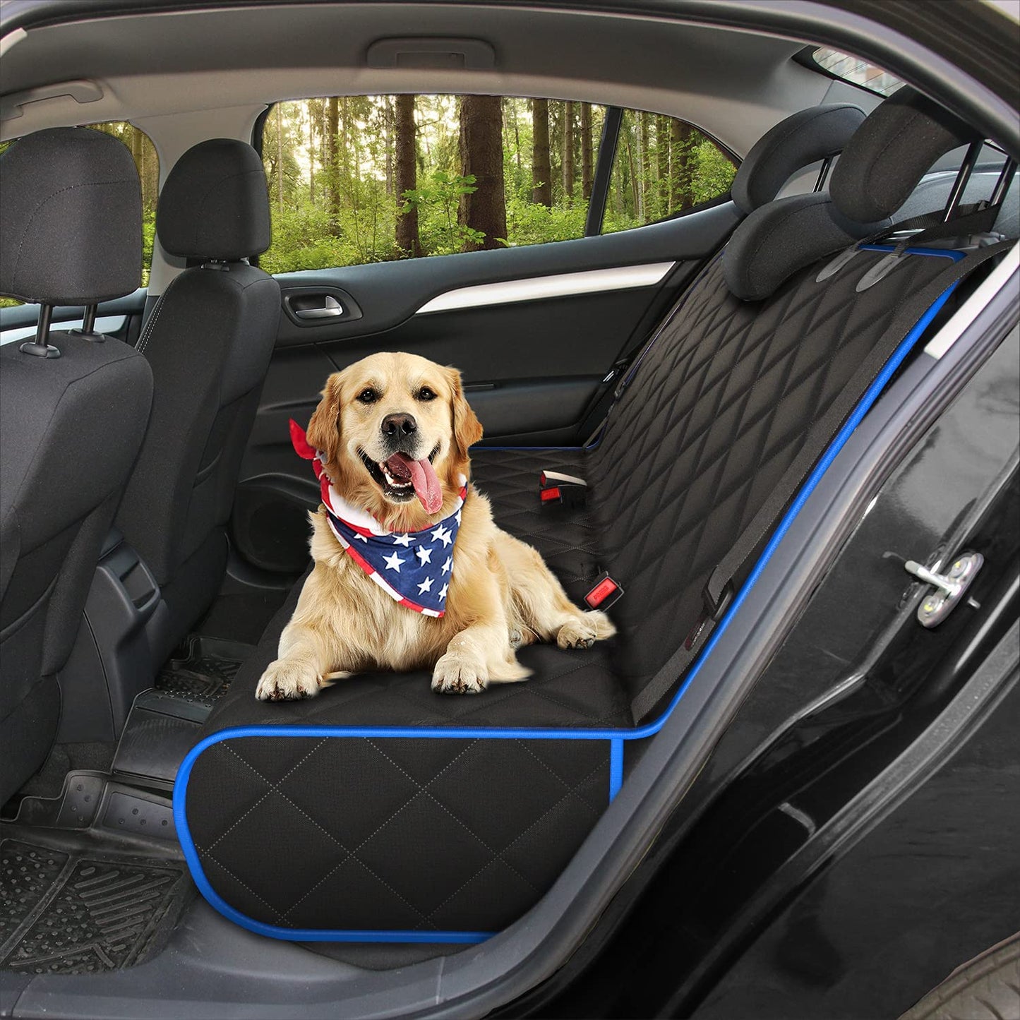 Blue XL Car Rear Seat Cover for Dogs, Durable Waterproof & Scratch Resistant Vehicle Backseat Protector, Extra Large Nonslip Dog Accessory & Pet Protection for Back Seats, Machine Washable