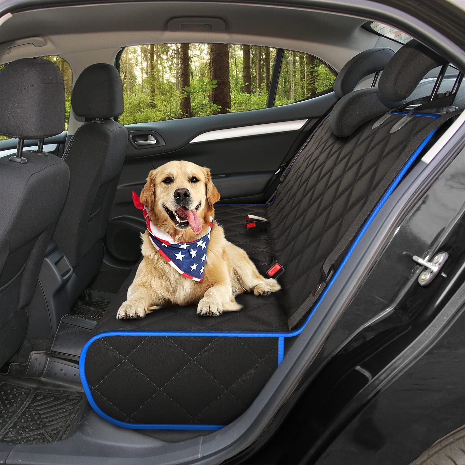 Blue XL Car Rear Seat Cover for Dogs, Durable Waterproof & Scratch Resistant Vehicle Backseat Protector, Extra Large Nonslip Dog Accessory & Pet Protection for Back Seats, Machine Washable