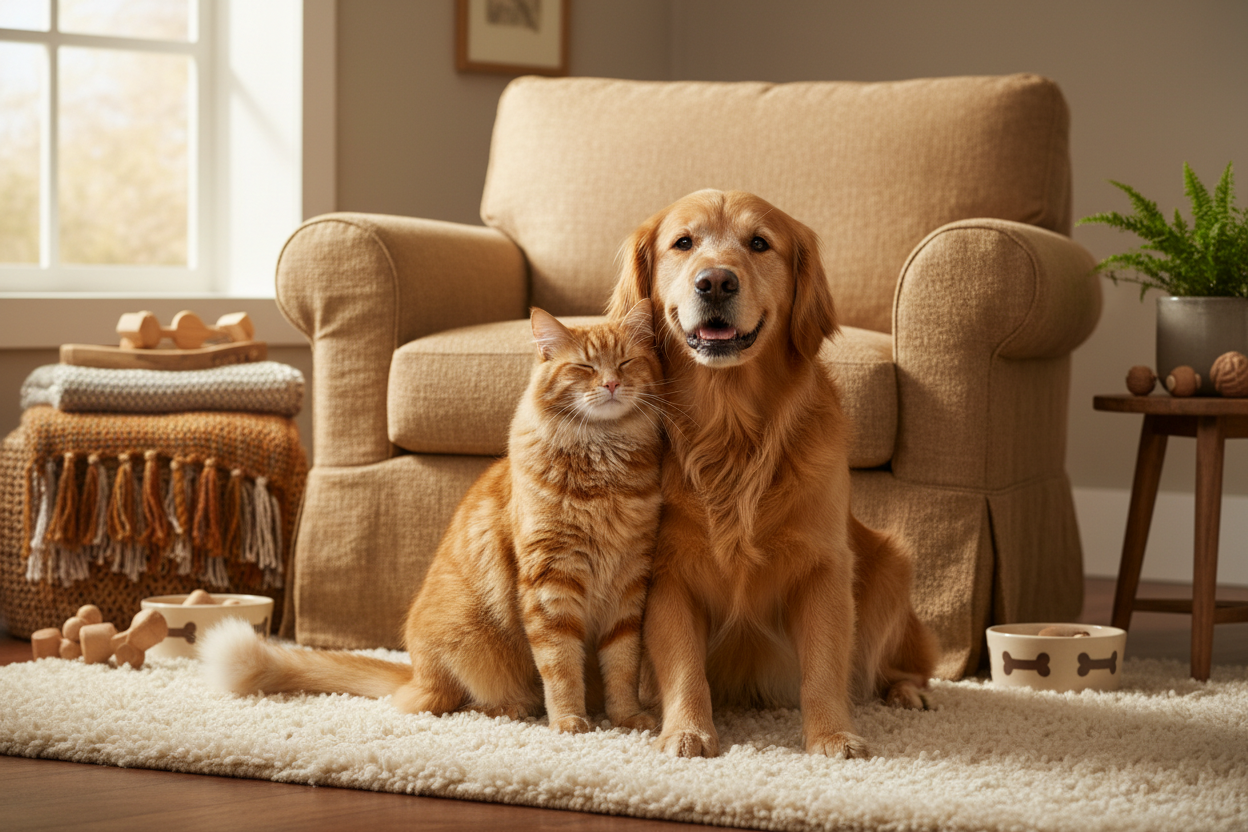 Ein Bild passend zum 1. Bild mit hund und Katze 